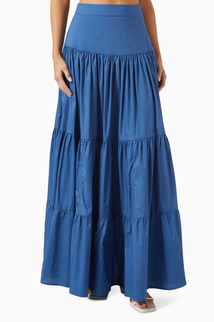 

Elouise Tiered Skirt in Cotton-poplin, Blue