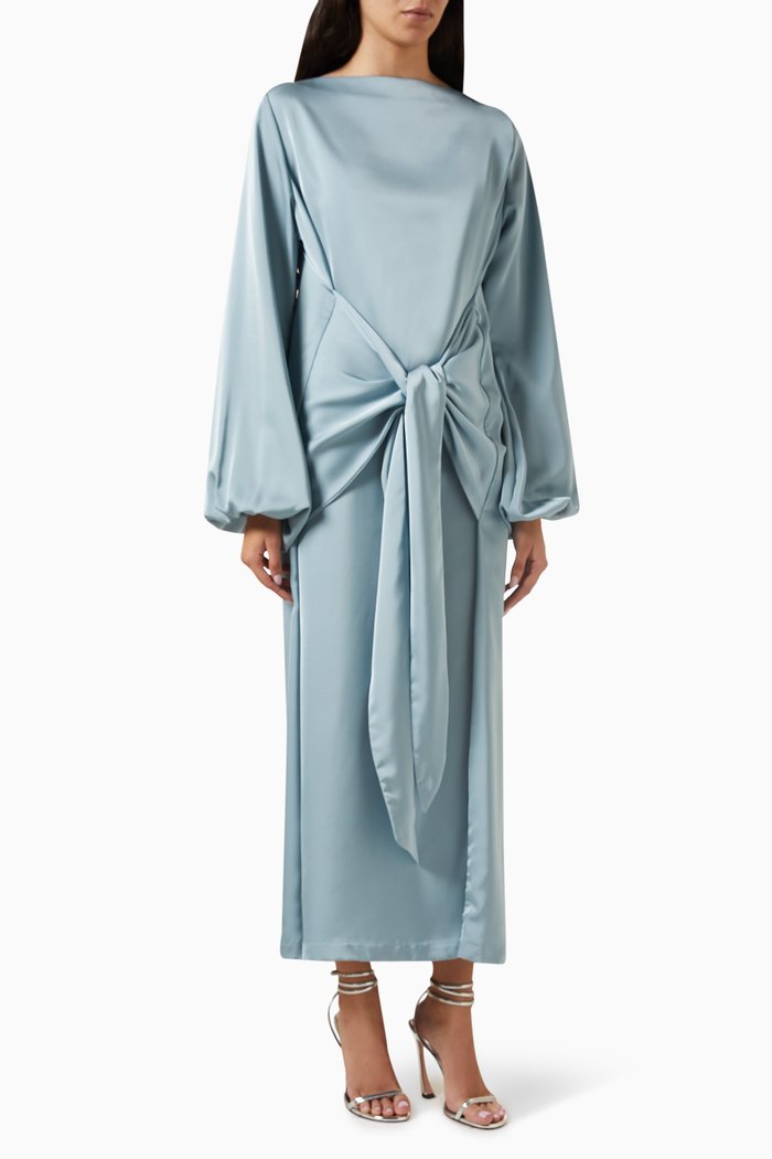 

Lania Puff-sleeve Midi Dress, Blue