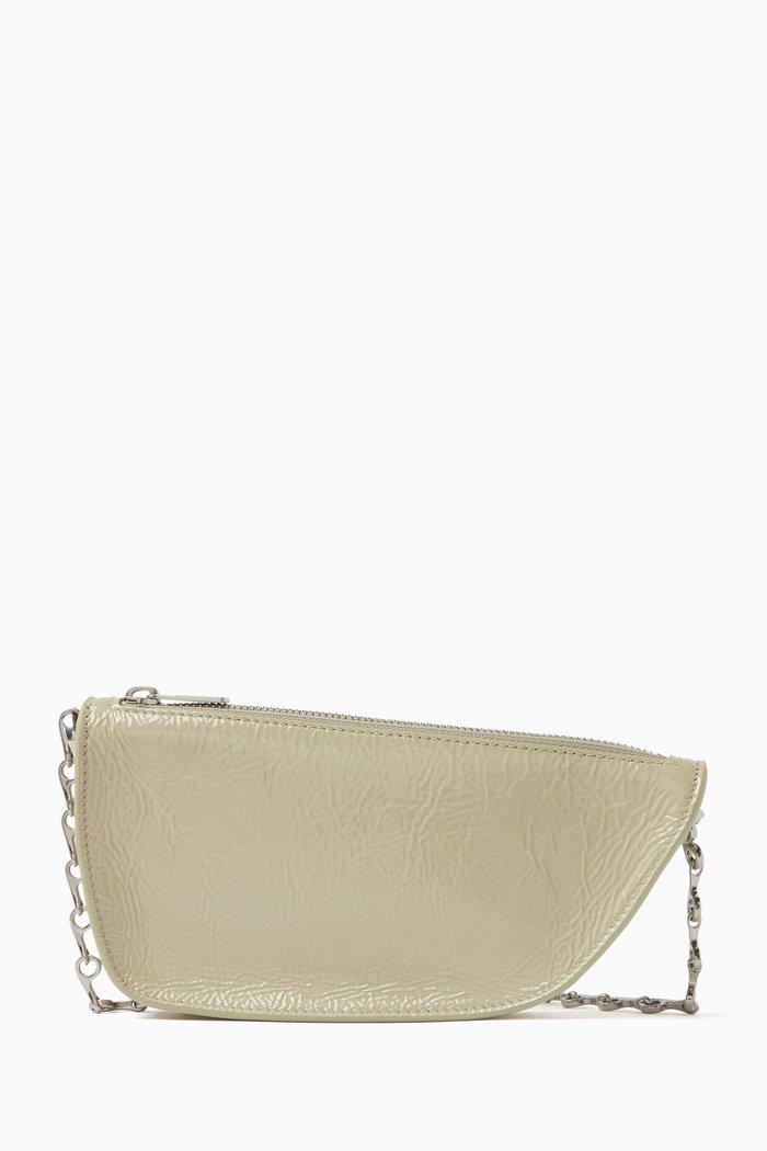 

Micro Shield Shoulder Bag in Crinkled Leather, Neutral