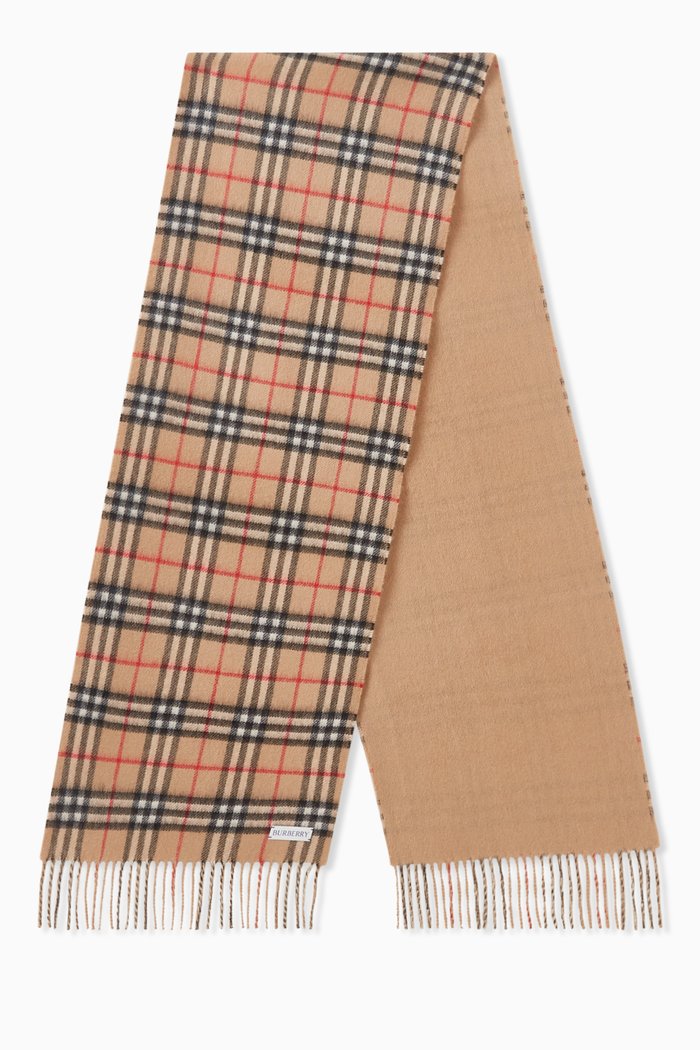 

Reversible Check Scarf in Cashmere, Neutral