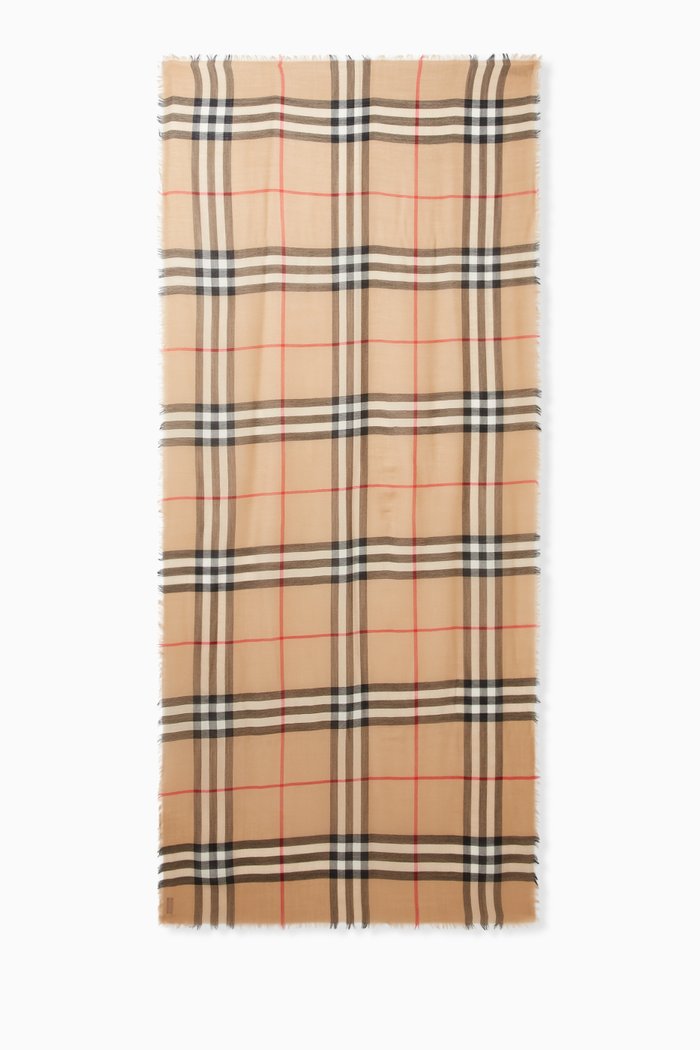

Check Scarf in Wool, Neutral