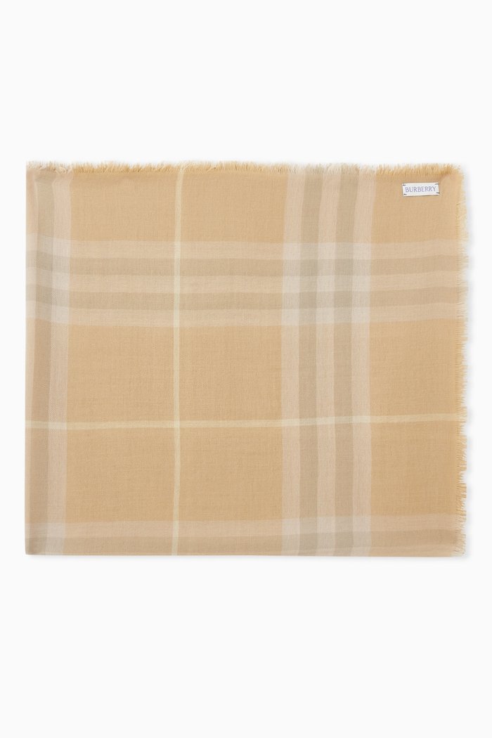 

Check Scarf in Wool, Neutral