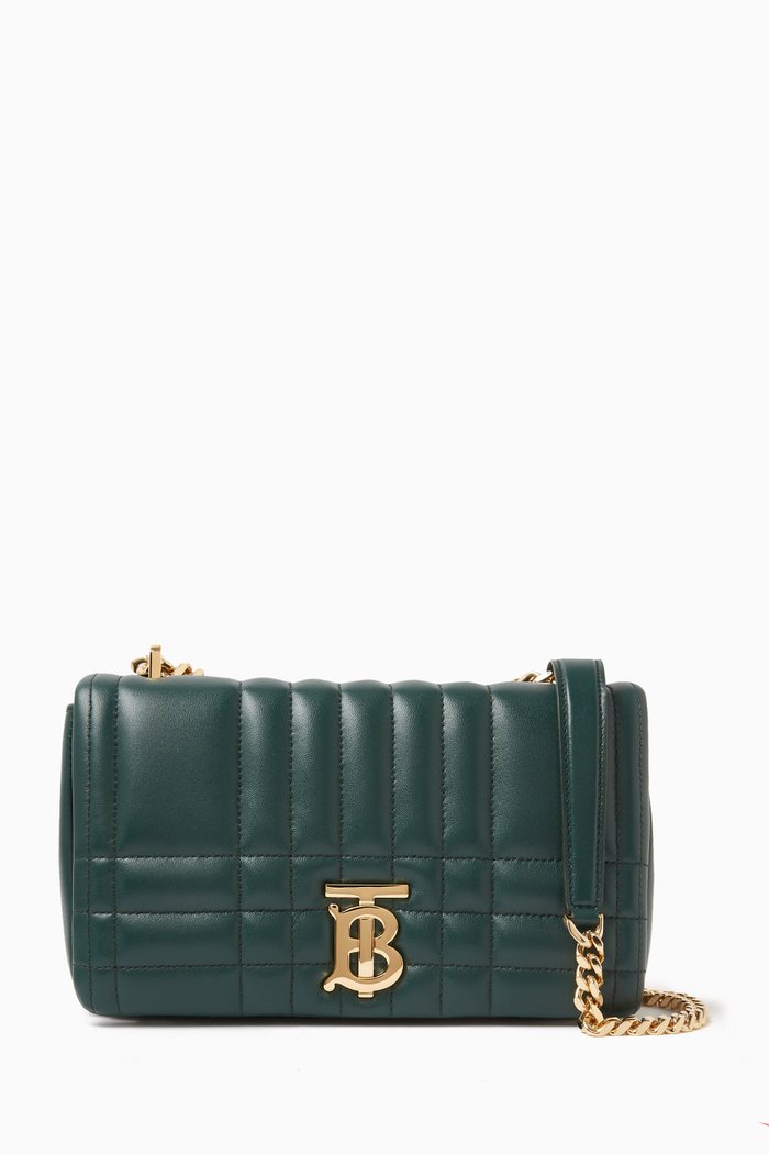 

Small Lola Shoulder Bag in Quilted Leather, Green