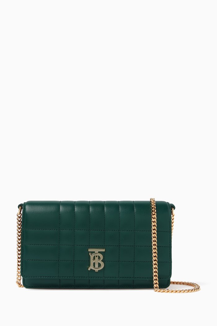 

Small Lola Clutch in Quilted Leather, Green