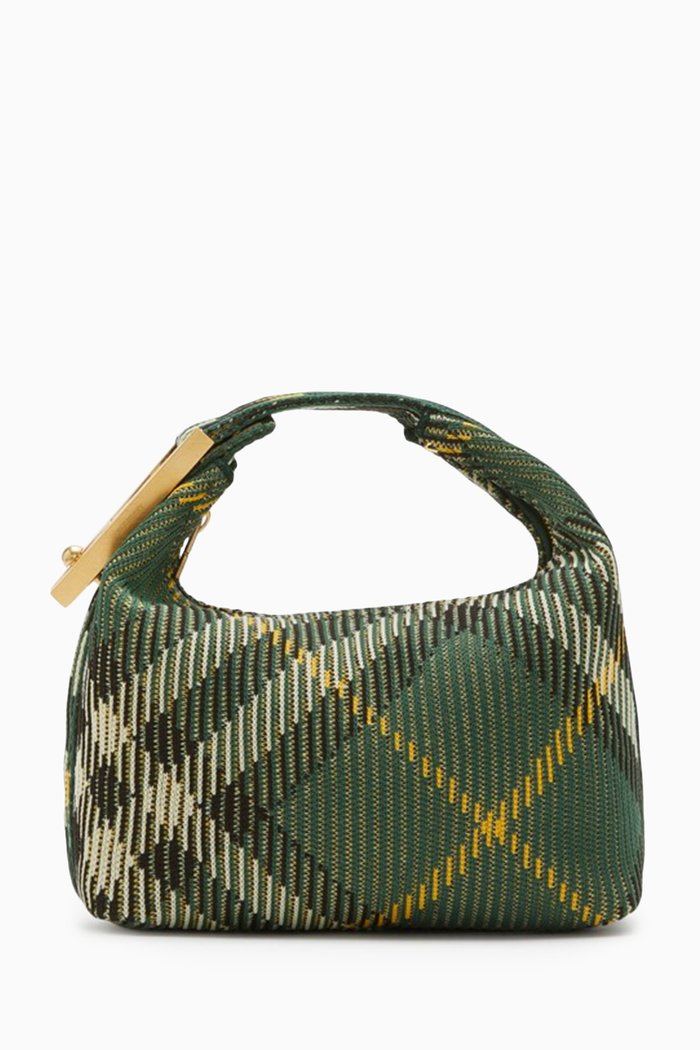 

Mini Peg Duffle Bag in Check Knit, Green