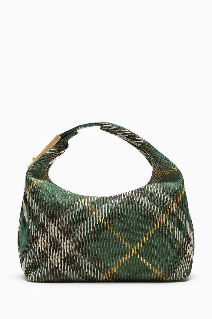 

Medium Peg Duffle Bag in Check Knit, Green