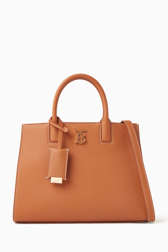 

Mini Frances Tote Bag in Grained Leather, Brown