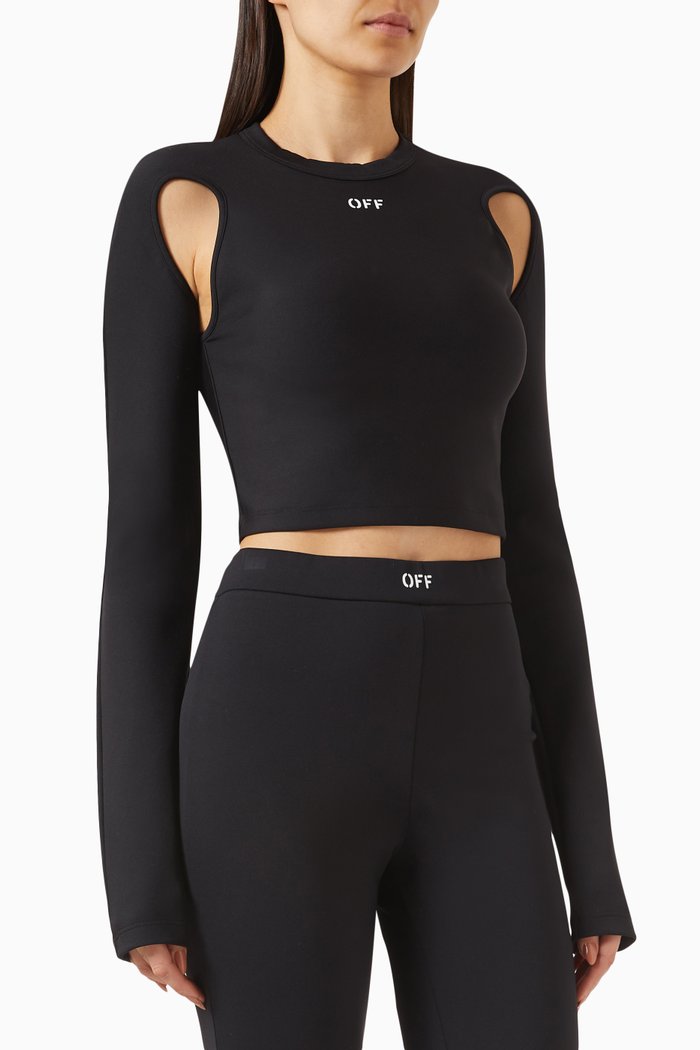 

Off Stamp Crop Top in Jersey, Black