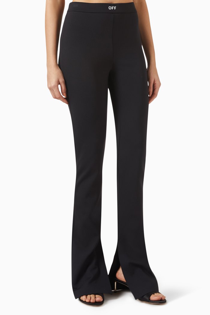

Off Stamp Split Leggings in Jersey, Black