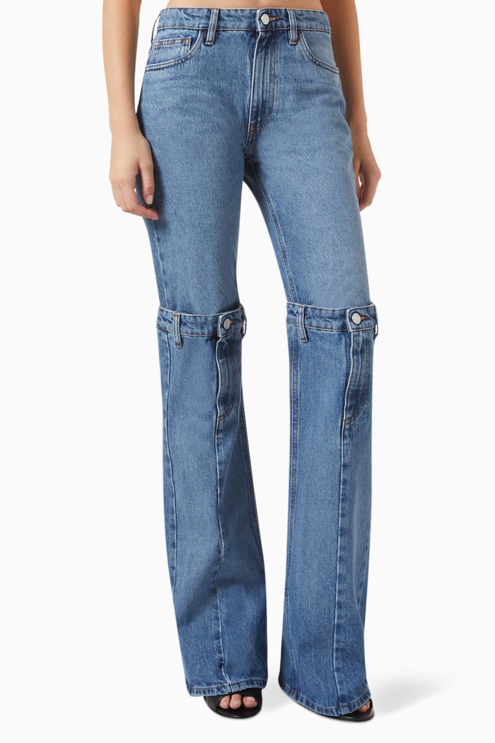 

Open Knee Jeans in Cotton Denim, Blue