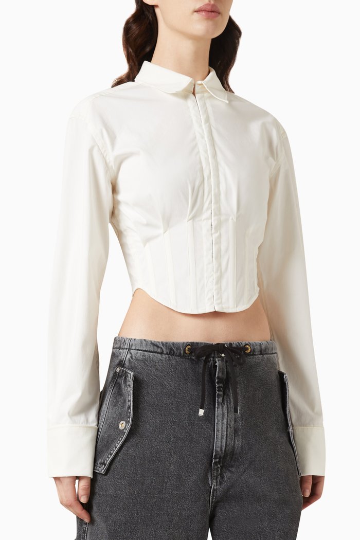 

Tuxedo Corset Shirt in Cotton-blend, Neutral