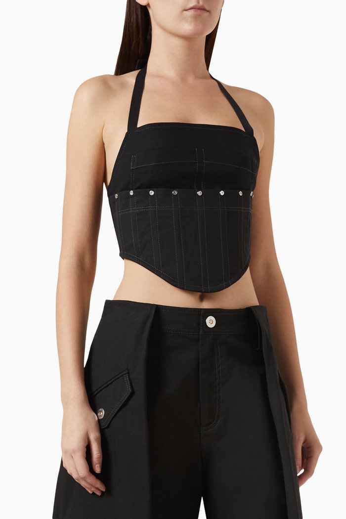 

Wrench Pocket Corset Top in Organic Cotton, Black