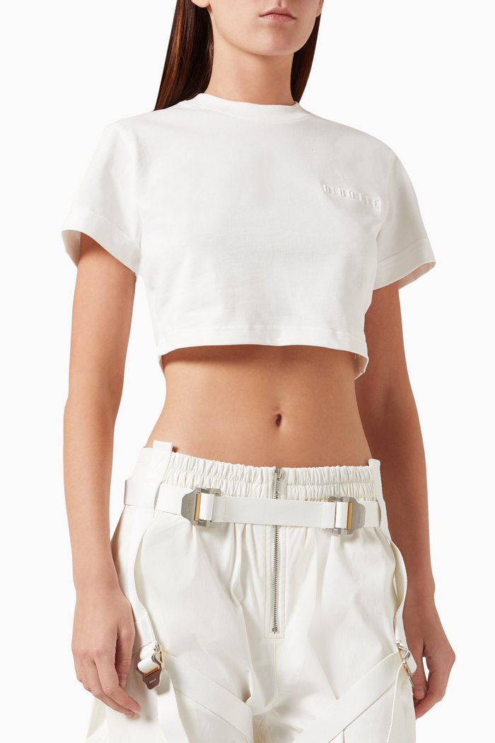 

Embossed Shrunken T-shirt in Organic Cotton, Neutral