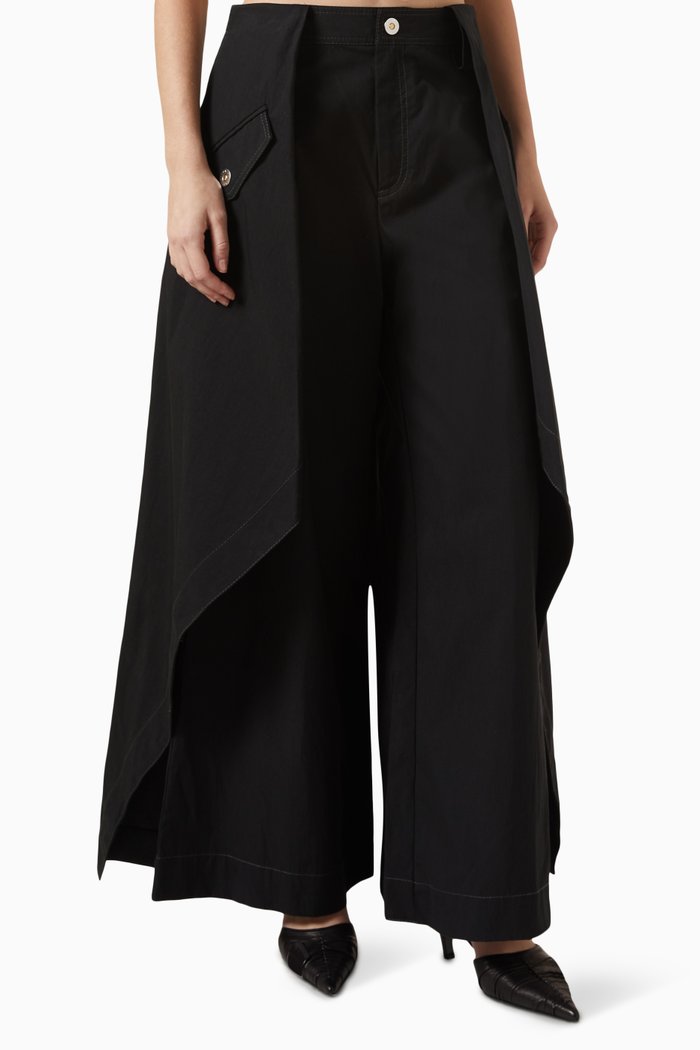 

Layered Skirt Pants in Organic Cotton-blend, Black