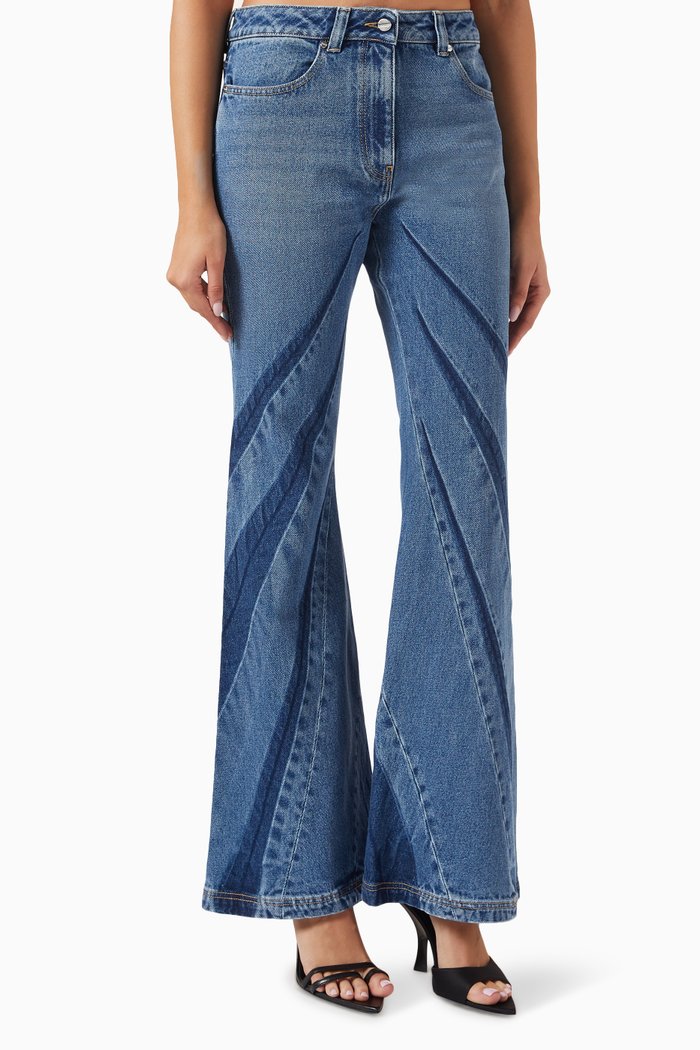 

Darted Bootcut Jeans in Denim, Blue