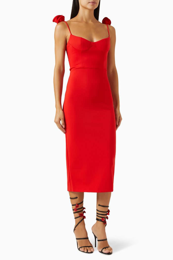 

Bustier Midi Dress in Stretch-nylon, Red