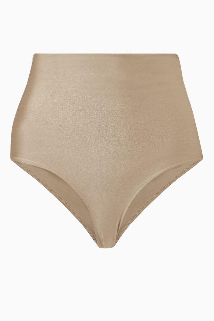 

Lilly Ruched Bikini Bottom in Stretch Nylon, Neutral