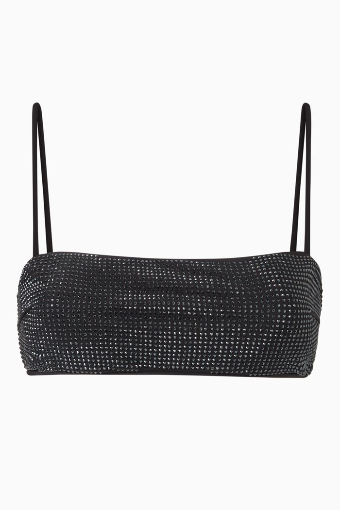 

Macy Bandeau Bikini Top in Stretch Nylon, Black