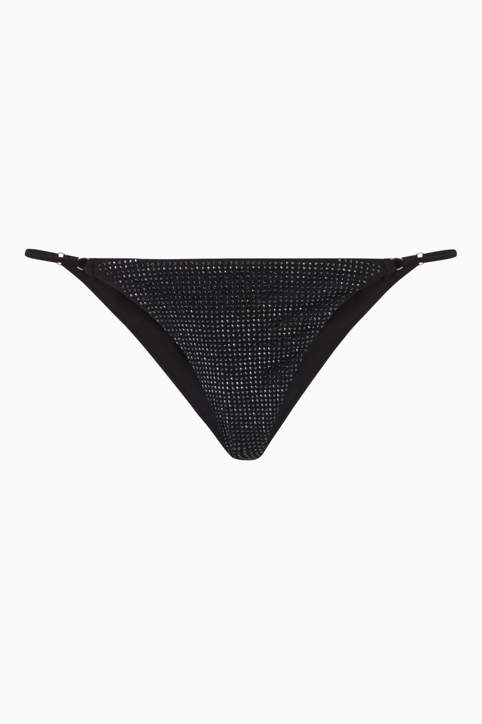 

May Ring Bikini Bottoms in Crystal Mesh, Black
