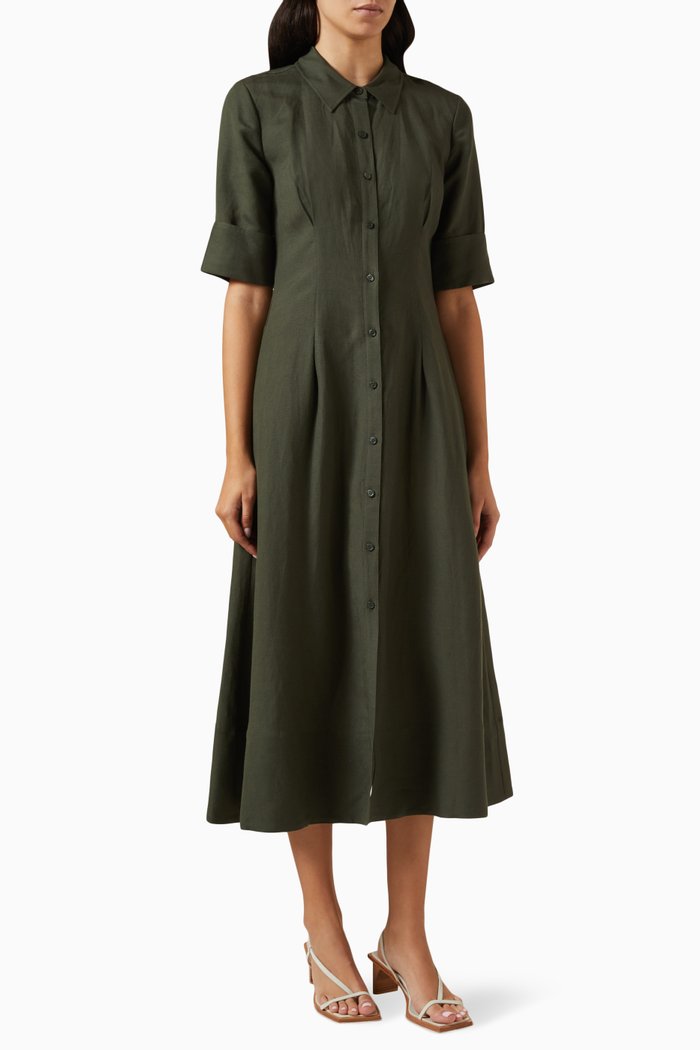 

Claudine Shirt Midi Dress in Poplin, Neutral