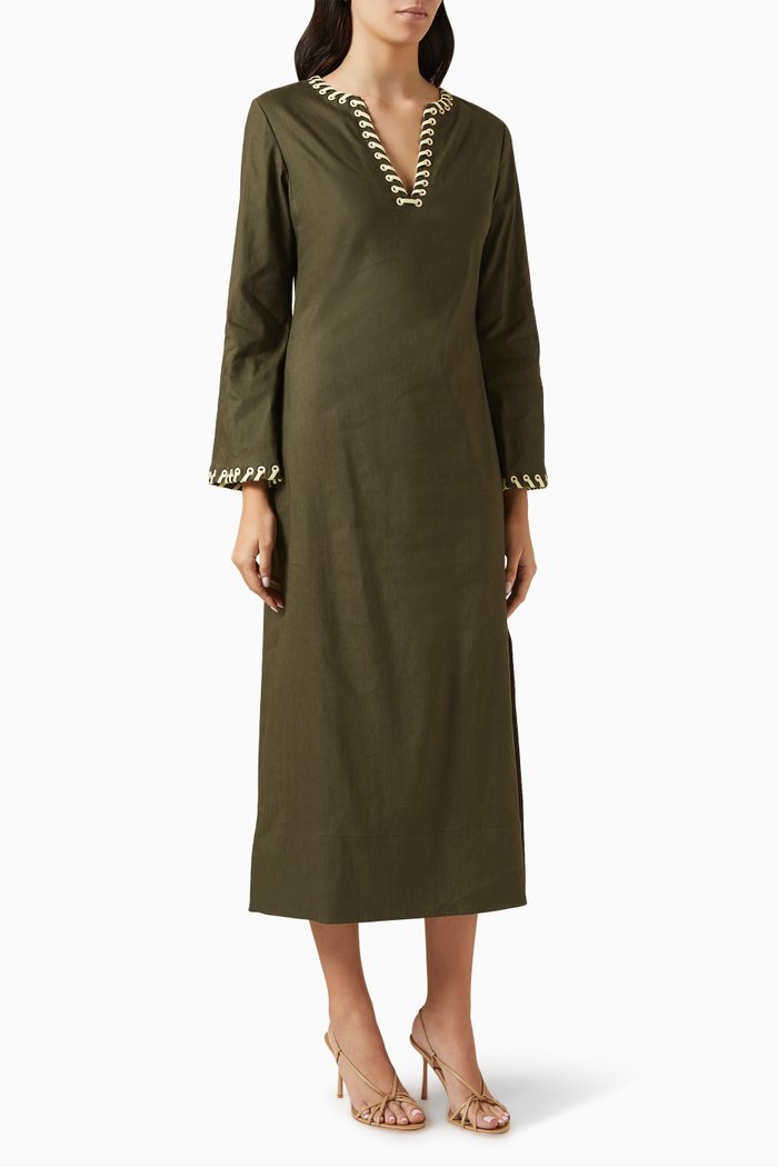 

Dalta Midi Dress in Linen Blend, Neutral