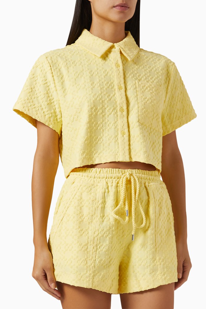 Ireland Cropped Camp Shirt, Yellow
