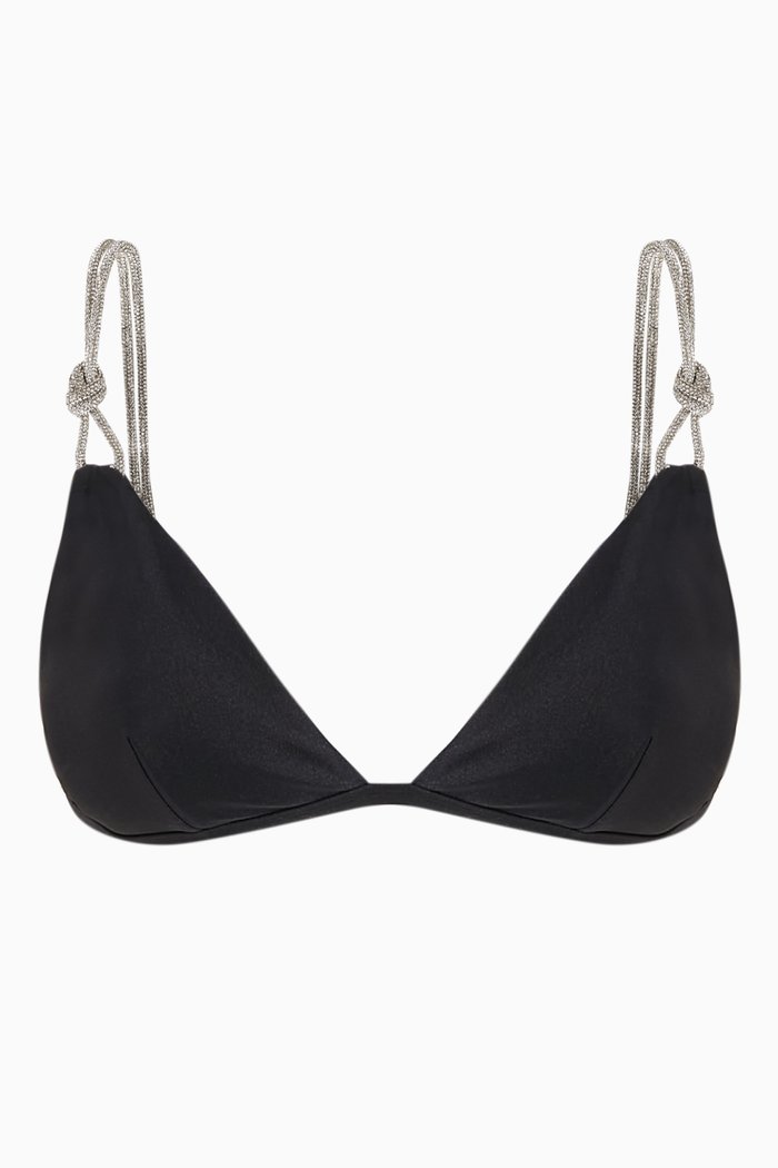 

Brighton Diamante Bikini Top in Stretch Nylon, Black
