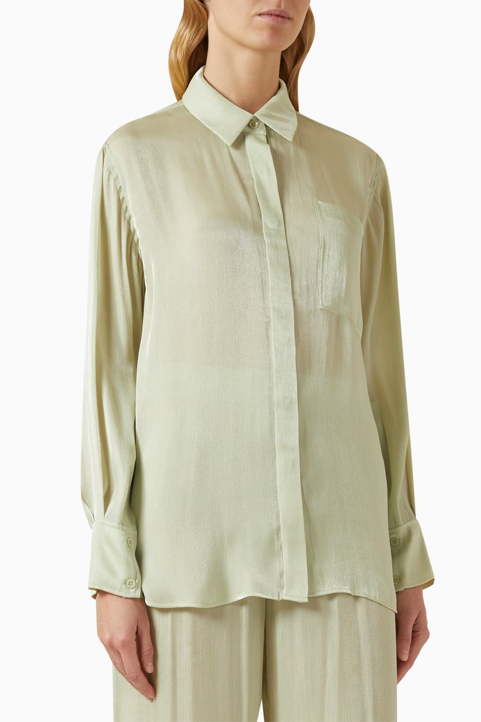 

Jolene Semi-sheer Button-up Shirt, Green