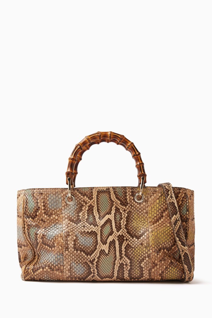 

Bamboo Shopper Tote Bag in Snake-embossed Leather, Multicolour