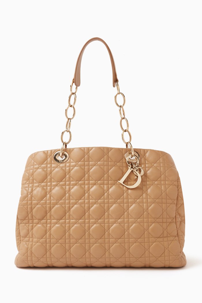 

Cannage Soft Tote Bag in Quilted Lambskin, Neutral