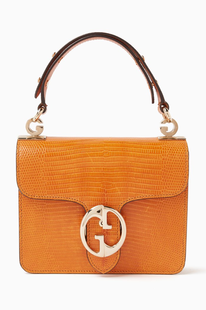 

1973 Top-handle Bag in Lizard-embossed Leather, Orange