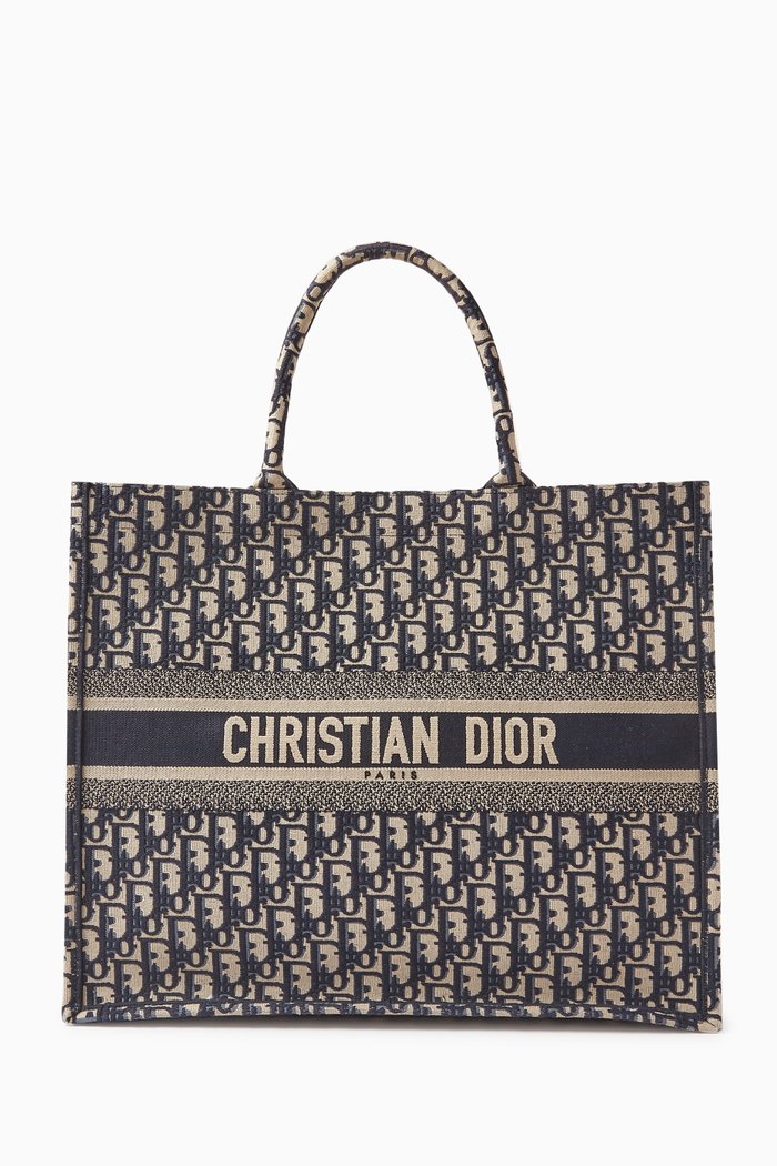 

Large Dior Oblique Book Tote Bag in Canvas, Blue