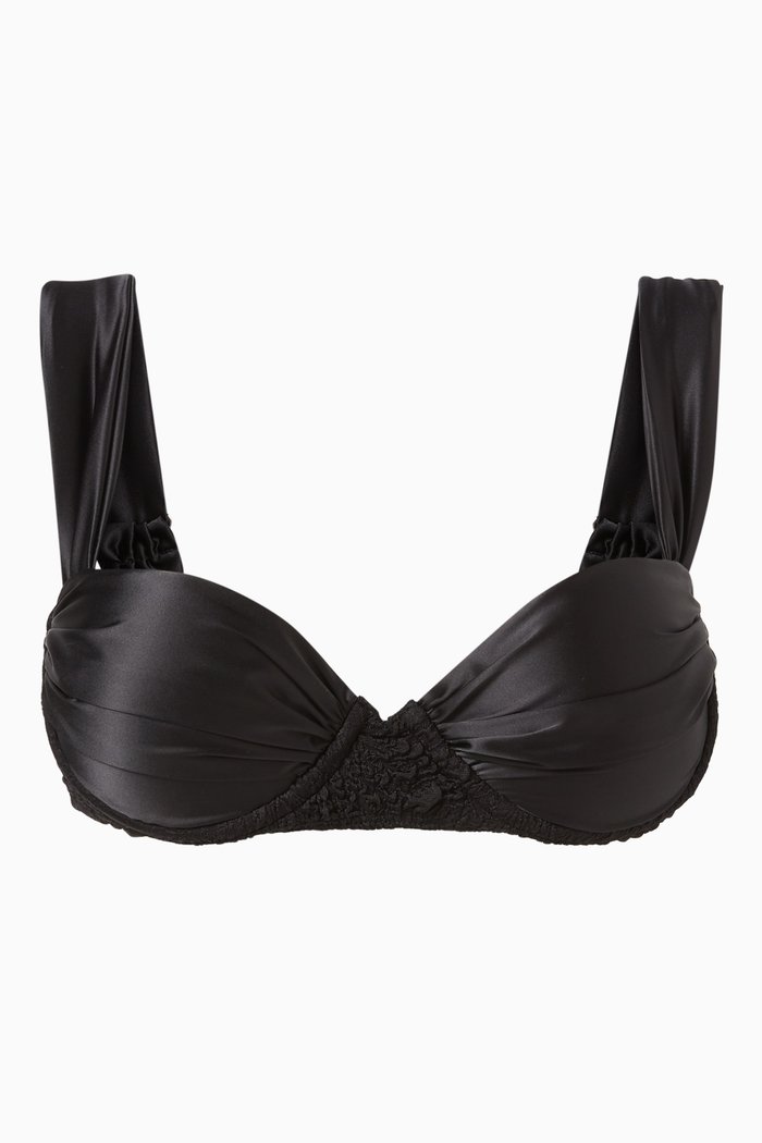 

Paloma Bikini Top in Crinkled-jacquard, Black