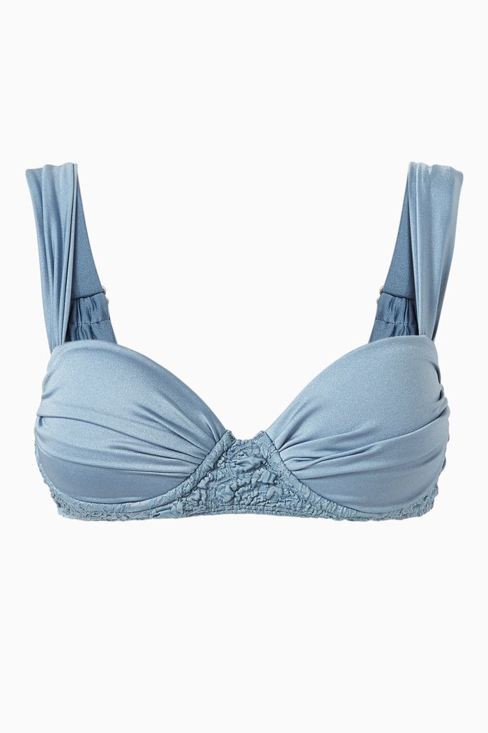 

Paloma Bikini Top in Crinkled-jacquard, Blue