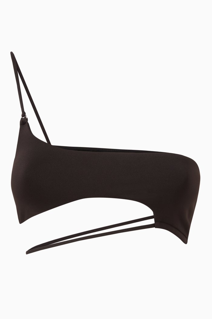 

Gigi One-shoulder Bikini Top, Black