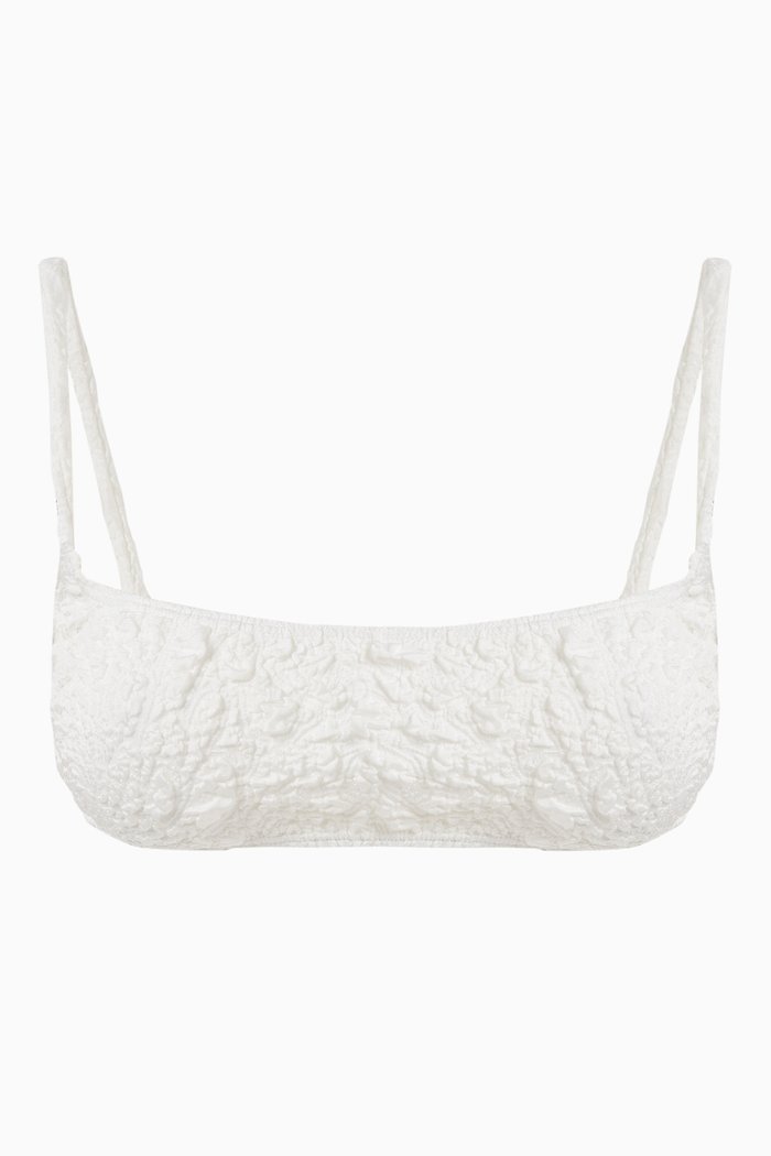 

Kendall Bikini Top in Crinkled-jacquard, White