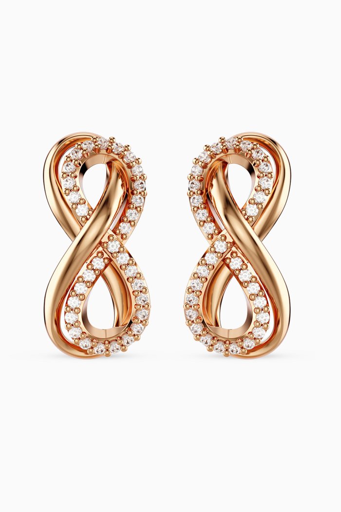 

Infinity Crystal Stud Earrings in Rose Gold-plated Metal