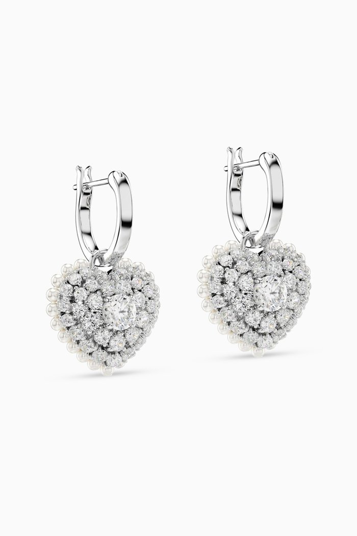 

Hyperbola Crystal Drop Earrings in Rhodium-plated Metal, White