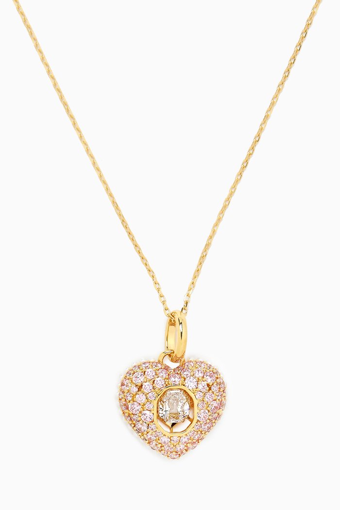 

Hyperbola Heart Pendant Necklace in Gold-plated Metal, Pink