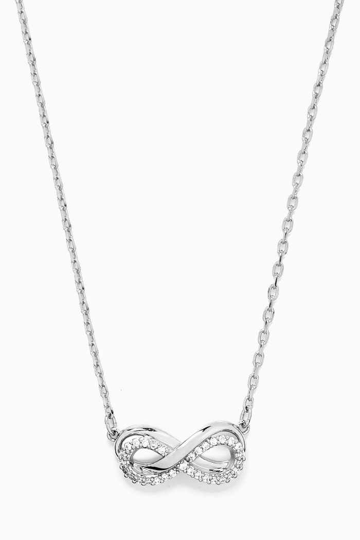 

Hyperbola Infinity Pendant Necklace in Rhodium-plated Metal, White