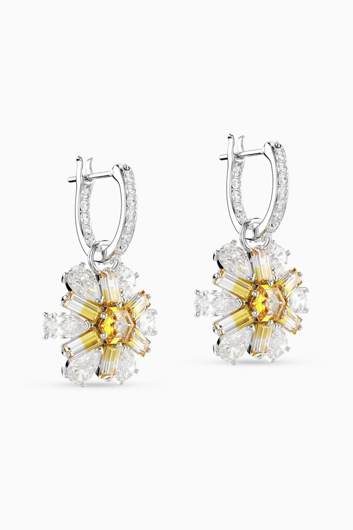 

Idyllia Crystal Drop Earrings in Rhodium-plated Metal, Yellow