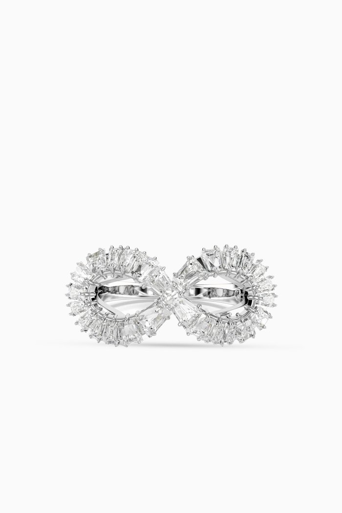 

Hyperbola Crystal Cocktail Ring in Rhodium-plated Metal, White