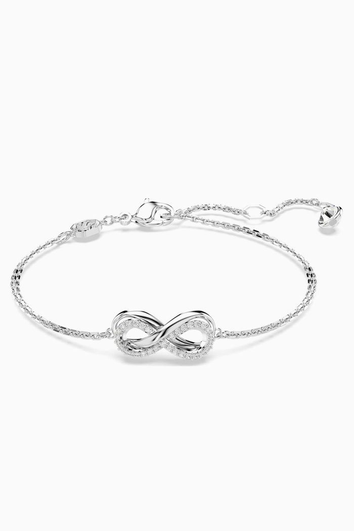 

Hyperbola Infinity Crystal Bracelet in Rhodium-plated Metal, White