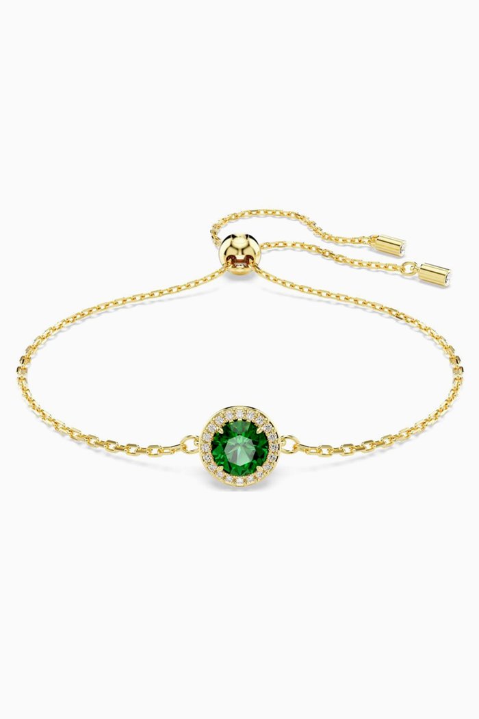 

Una Crystal Bracelet in Gold-plated Metal, Green