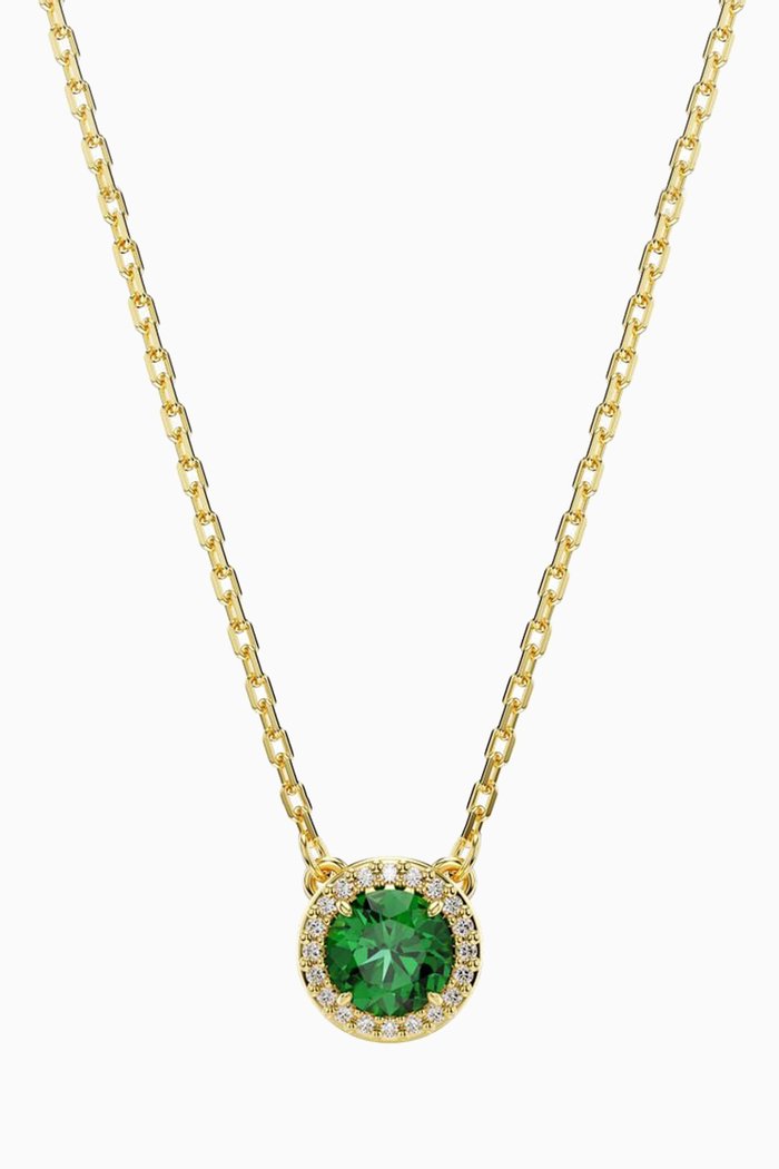 

Una Crystal Pendant Necklace in Gold-plated Metal, Green