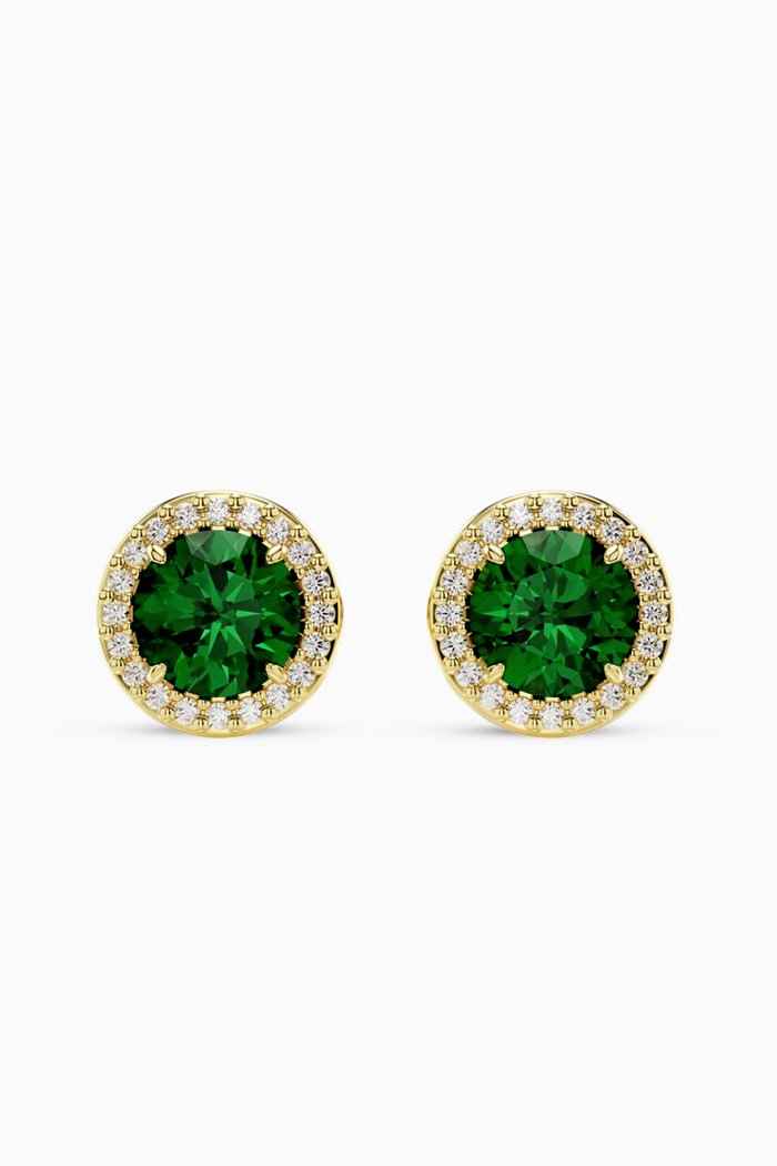 

Una Crystal Stud Earrings in Gold-plated Metal, Green