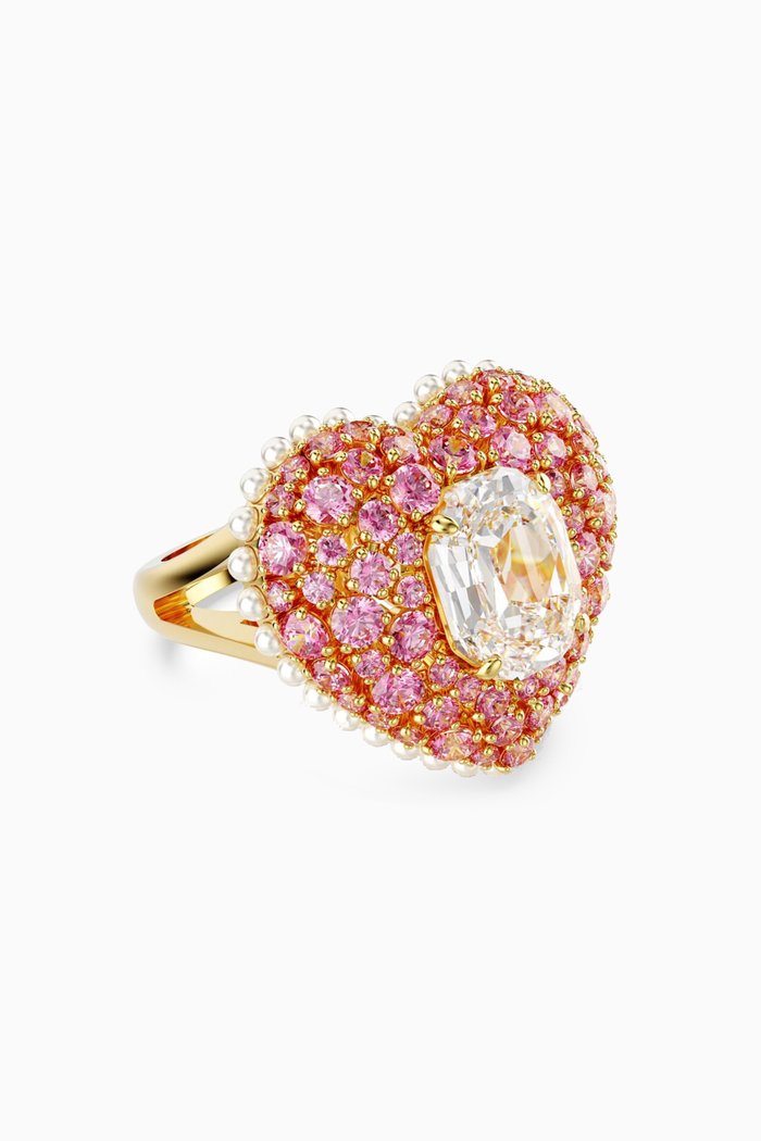 

Hyperbola Heart Cocktail Ring in Gold-tone Metal, Pink
