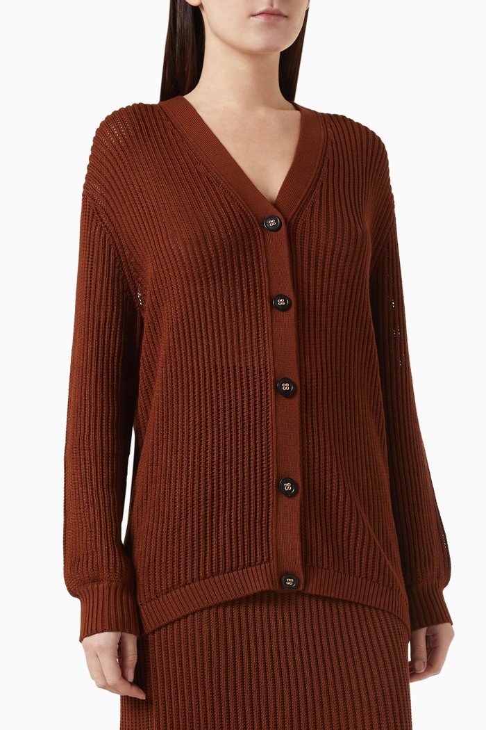 Ikeda Oversized Cardigan in Cotton & Silk, Burgundy
