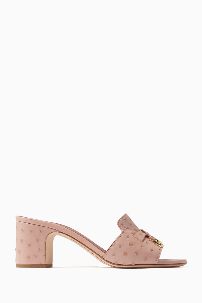 Summer Charms 55 Sandals in Ostrich Leather, Pink