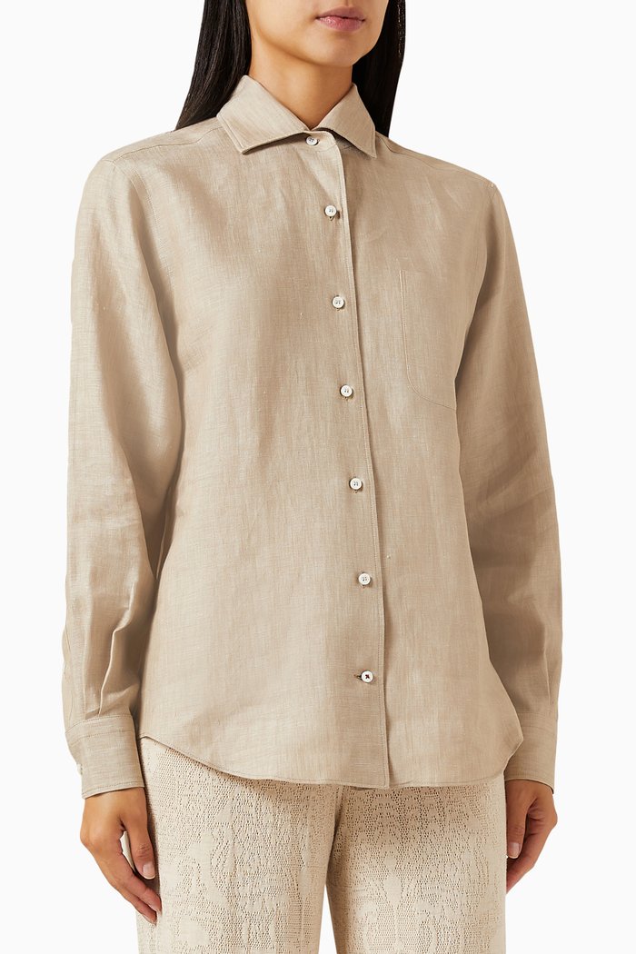 Neo André Shirt in Linen, Neutral